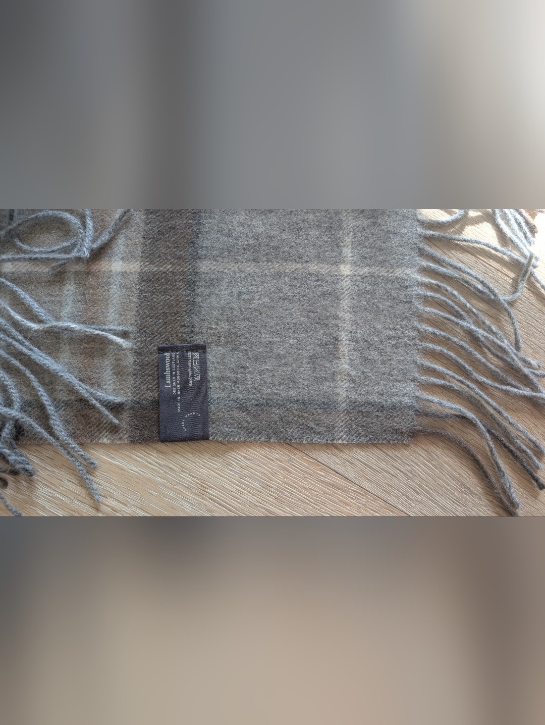 The Tartan Blanket Co Lambswool Plaid Scarf In Brown And Gray — image 4 of 4